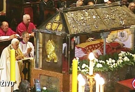 Benedict Kneeling Before Dead Bishop